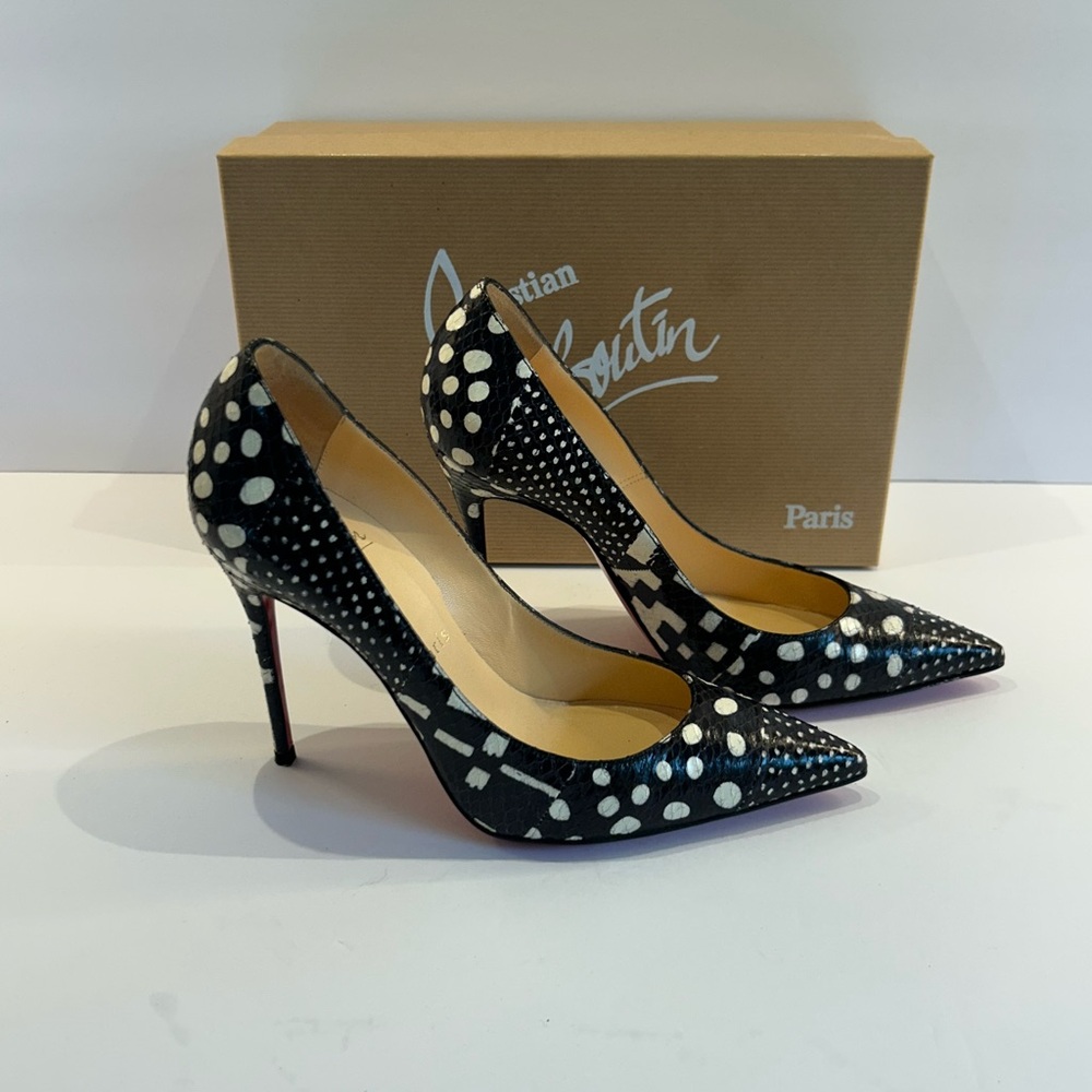 Christian Louboutin Black and White Polka Dot Heels - Picture 2 of 6